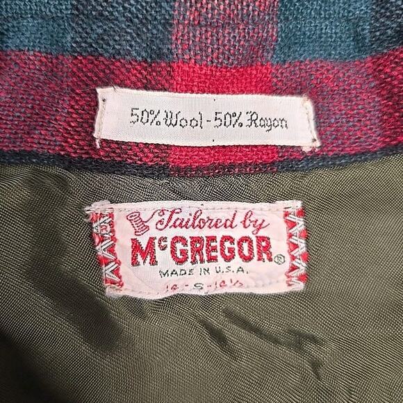 Vtg Tailored By McGregor 60's Wool Camp Shirt Mens S Plaid USA Made Lumberjack - Picture 2 of 10